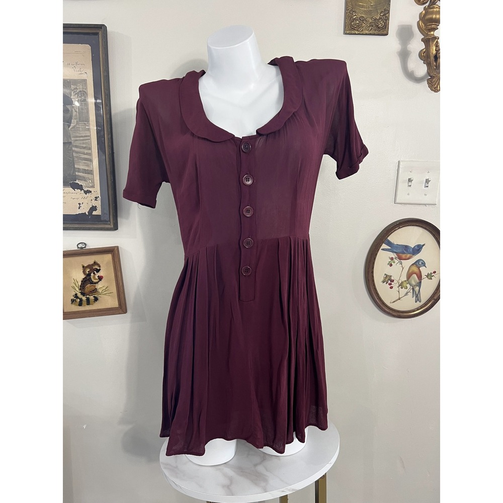 Reformation Burgundy Surplus Fabric Short Sleeve Button Front Romper Size 2